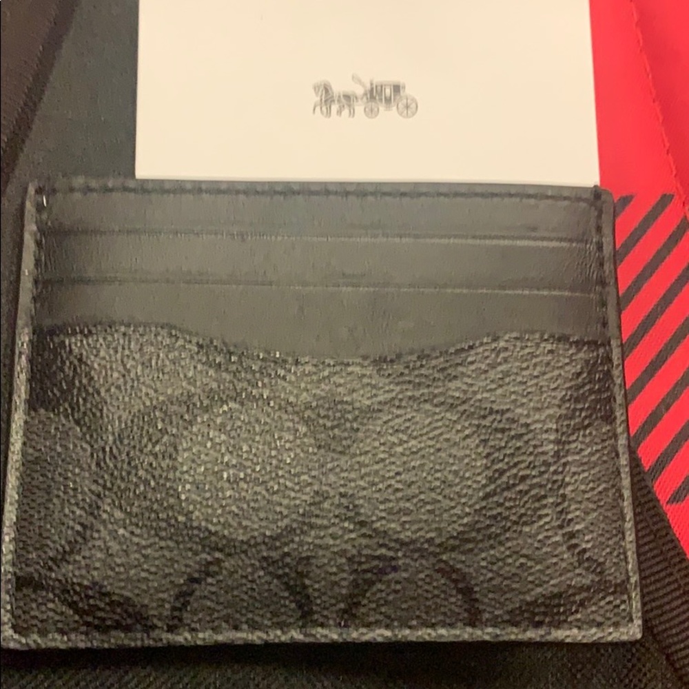 NEW MEN'S COACH LEATHER PVC CARD HOLDER CASE ID